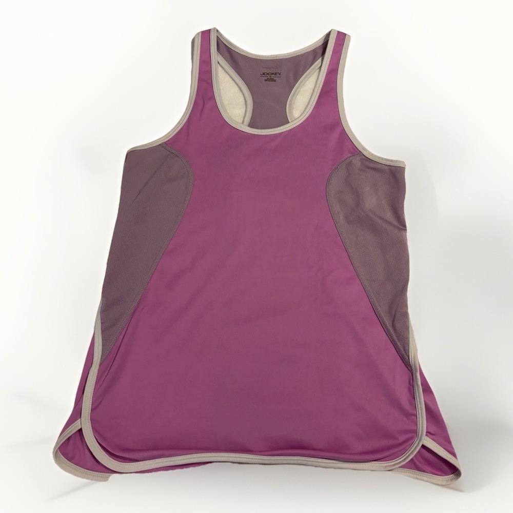 Jockey Racerback Tank Top Womens Small Purple Grey Mesh Panel Activewear Workout